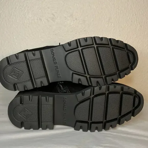 Donald Pliner Ease waxy suede Ankle Boots Womens Size 6 lace‎ up boot black - Picture 6 of 7